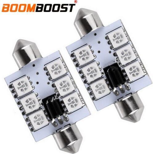 Car double pointed light Car LED Dome Reading Light Festoon light 41mm 6 LED Bulb RGB LED Super Bright Bulbs DC12V 5050 SMD
