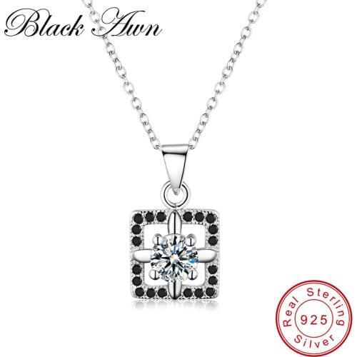 [BLACK AWN] 100% Pure 925 Sterling Silver Necklace for Women Cross Chain Necklaces & Pendants Sterling Silver Jewelry P173