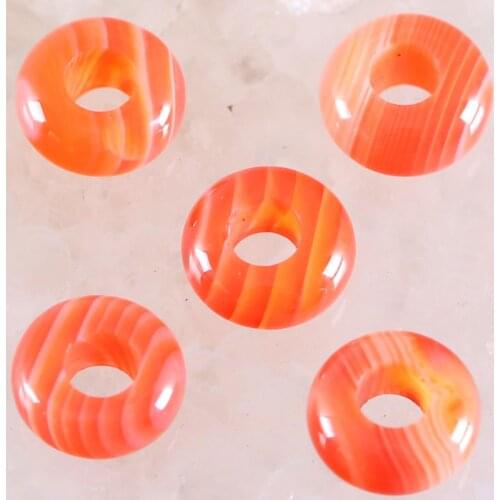 5Pcs Big Hole Beads Natural Stone Orange red Onyx for Men Women Gem DIY Jewelry Making Earring Necklace Ring 12mm Spacer Bead