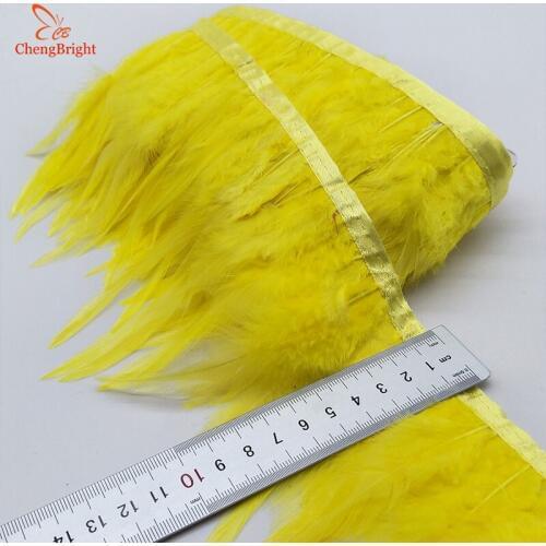ChengBright 10Yards Chicken Cock Feathers Trim Cloth Sideband Chicken Pheasant Feather Trims Clothing Wedding Feather Ribbon