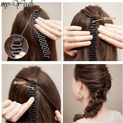 Black Hair Braiding Tool Fish Bone Braider Roller Twist Styling Bun Maker Weave Roller Band Accessories DIY Home