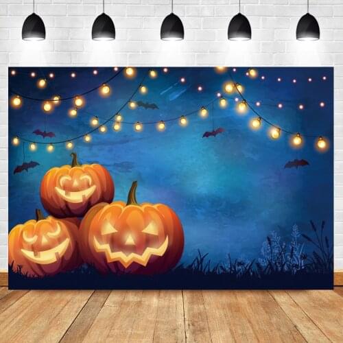 Halloween Pumpkin Party Decor Background For Photography Glitter Lights Dark Grass Kids Child Shoot Photo Backdrop Photocall