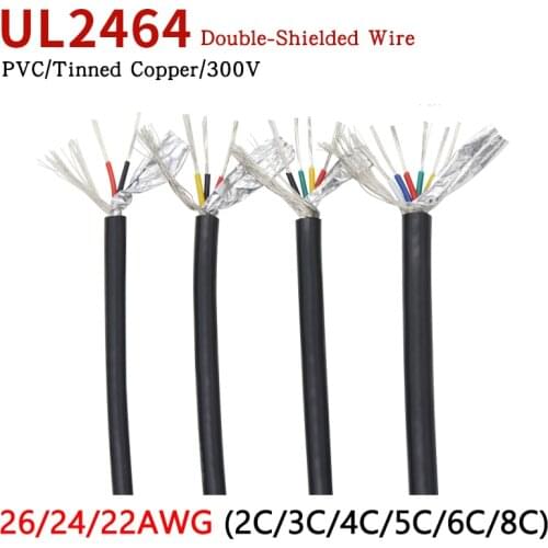 26AWG UL2464 Signal Wire 2 3 4 5 6 8 10 Core PVC Insulated Sheath Power Control Line Amplifier Audio Lamp Electric Copper Cable