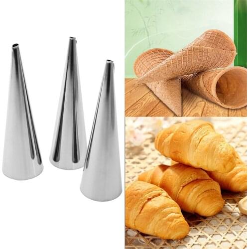 Cream Horn Molds Stainless Steel Pastry Croissant Cones Conical Roll Horn Form Baking Cone Moulds 20pcs Molds