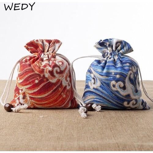 Canvas Drawsting Bag Jewelry Christmas Gift Bags Keys Change Coin Purse Drawstring Pouch Candy Organizer Cosmetic Bag Packing