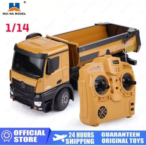 HUINA 1:14 Rc Car Dumper Truck Machine On Control 10 Ch Caterpillar Alloy Engineering Vehicle Remote Control Car Toys for Boy