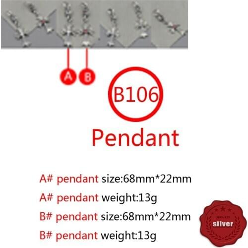 B106 S925 sterling silver pendant jewelry retro same style popular cross flower hip hop punk style gift for lover new hot