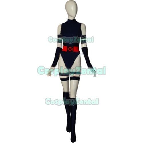 X men Psylocke Cosplay Costume Navy Blue Superhero Costume Spandex Girl Catsuit Halloween Costumes for woman Custom Made