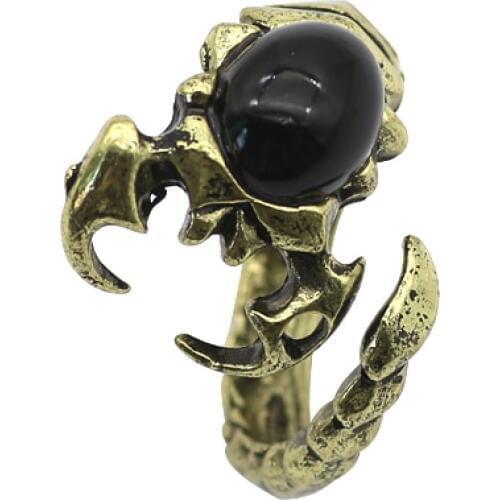 Punk Animal Ring Men Jewelry Gothic Black Rhinestone Scorpions Adjustable Rings For Women Steampunk Hip Hop Gifts Drop Shipping