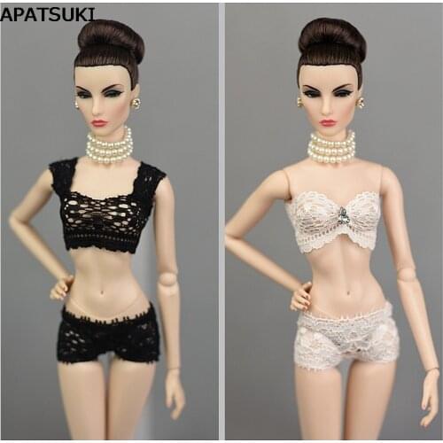 1Set Soft Lace Underwear Bra & Briefs For Barbie Doll 1/6 Knickers For Blythe 1/6 BJD Dolls Top & Underpant For Barbie Dollhouse