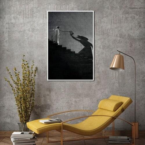 Figure Painting Kit Alone On The Stairs Print Painting Poster Home Living Room and Bedroom Wall Art Decoration Can Be Customized