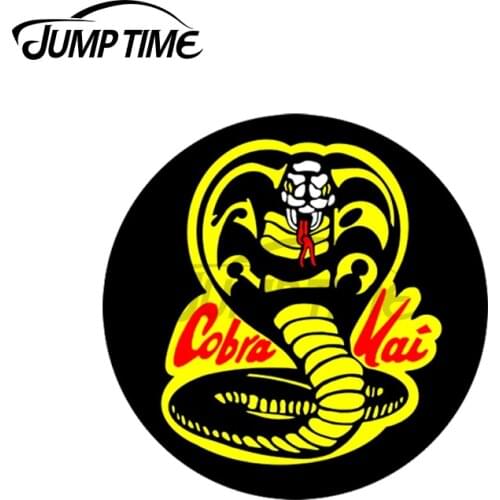 Jump Time 13 x 13cm For Cobra Kai Logo Big Cobra Car Stickers Surfboard Fine Decal Waterproof Vinyl Material Sticker Decoration