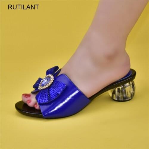 Latest Design African Women Wedding Shoes Decorated with Rhinestone Luxery Shoes Women Patent Leather Shoes for Wedding Women