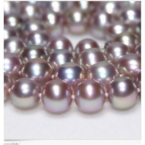 Huge 18"11-12mm natural freshwater genuine round lavender pearl necklace 925silver AAA