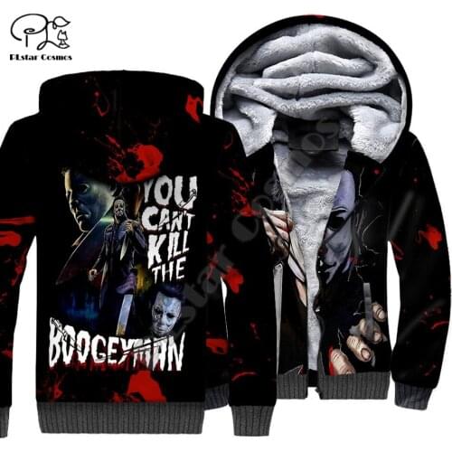 PLstar Cosmos Halloween Movie Michael Myers Horror Terror Men/Women 3DPrint Autumn Winter Warm Coat Fleece Jacket Zip Hoodies A3