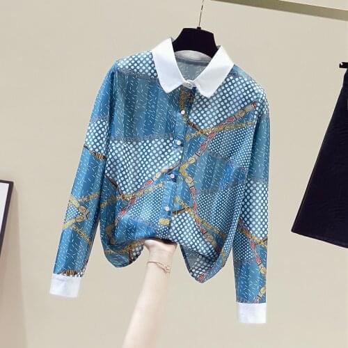 Spring Autumn New Fashion Elegant Women Turn Down Collar Long Sleeves Chiffon Shirts Office Ladies Shirt Female Blouse Tops