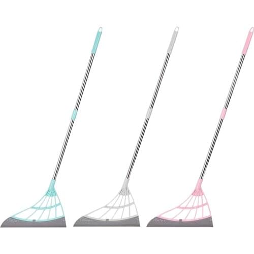 Soft Plastic Telescopic Broom Household Wiper Squeeze Mop Floor Clean Tools Bathroom Living Room Tile Glass Scraper
