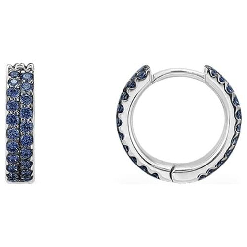 SOELLE High Quality Fashion Real 925 Sterling Silver Navy Blue 2 Row Hoop Earrings Micro Zirconia Women Luxury Brand Jewelry