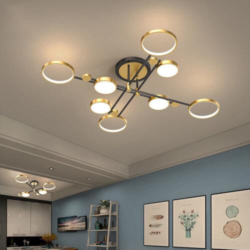 Modern Fashion Round Geometric Ceiling Chandelier Living Room Bedroom Study Dining Room Led Lighting