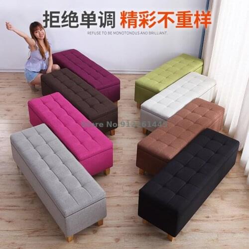 Solid wood storage sofa stool rectangular storage stool cloth art bed end storage stool clothing store fitting room shoe stool