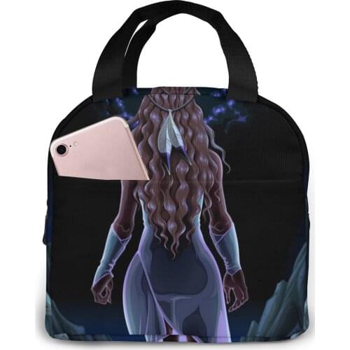 Girl Walking Alone Night Cooler Bag Portable Zipper Thermal Lunch Bag Convenient Lunch Box Tote Food Bag