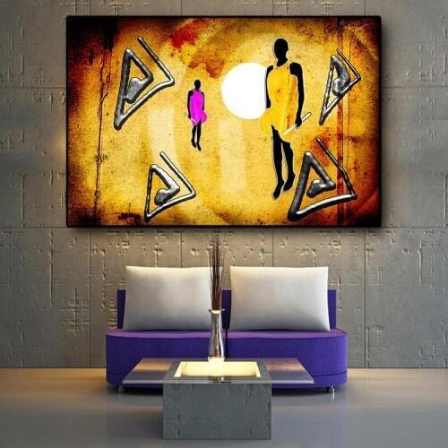 Vintage Africa Figure Oil Painting on Canvas Abstract Geometry Posters and Prints Scandinavian Art Wall Picture for Living Room