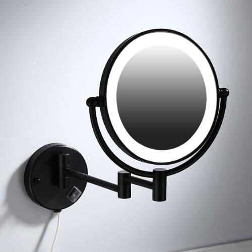 Extending 8 Inches Cosmetic Wall Mounted Make Up Mirror 360 Degree Vanity Lighted Shaving Wall Round Mirrors with 3x Magnifying