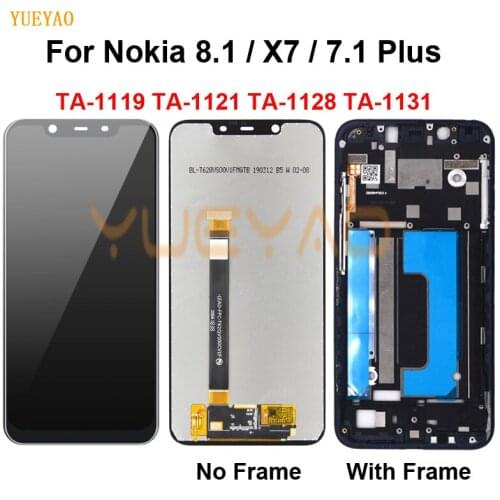 N7 7.1 Plus LCD For Nokia 8.1 TA-1119 TA-1121 TA-1128 TA-1131 LCD Display Touch screen Digitizer Assembly For Nokia X7 Display