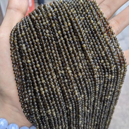 Golden Sheen Obsidian Genuine Natural Stone Beads 3mm Faceted Cutting Loose Black Obsidian Beads for Jewelry Making