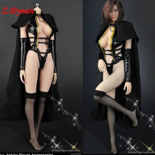 ZYTOYS ZY5044 1/6 female figure clothing Hooded black cloak sexy open chest clothes set fit 12 inches tbleague ph action doll
