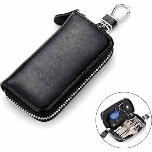 1Pcs Genuine Leather Key Holder Case Keychain Pouch Bag Car Key Ring Wallet Unisex Keychain Key Holder Organizer 11x6x2.5cm