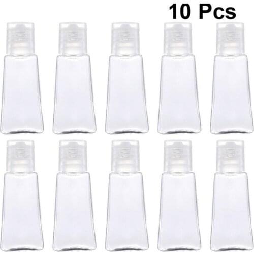 10pcs 30ml Trapezoidal Empty Hand Sanitizer Bottles Refillable Plastic Container Transparent Gel Bottle