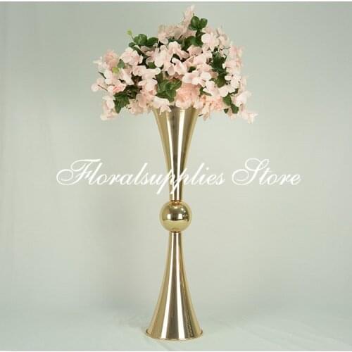 10PCS wedding centerpiece trumpet tall flower vase gold wedding Centerpiece Decoration