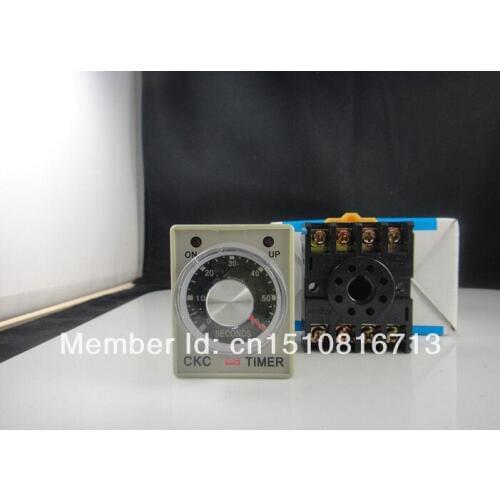 110V Power on delay timer time relay 0-60 second & Base