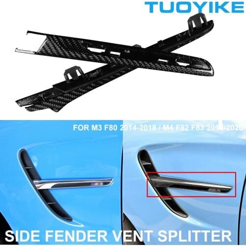 2PCS LHD RHD Car Styling Real Carbon Fiber Side Fender Fin Vent Splitter Trim Cover Sticker For BMW M3 F80 M4 F82 F83 2014-2020