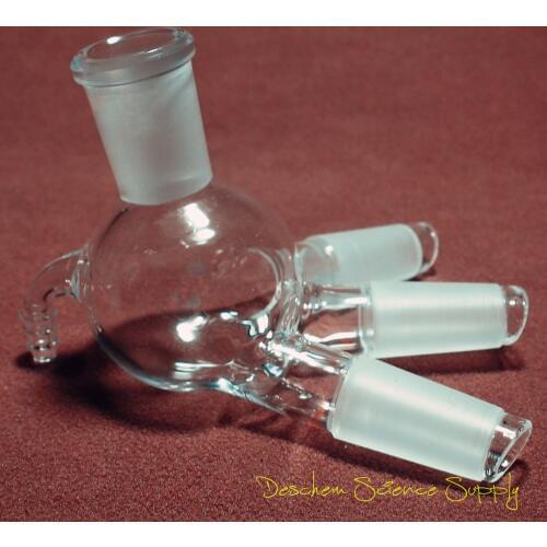 24/40,Glass Distillation Receiver Adapter,Cow Shpae,Lab Chemistry Glassware
