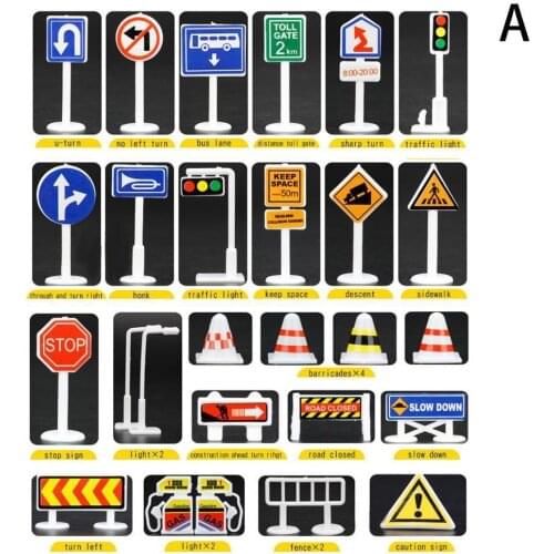 28 Pcs Car Toy Accessories Traffic Road Sign Model Car Diy Parking Lot Roadmap Cars Educational Toys For Kids детские игрушки