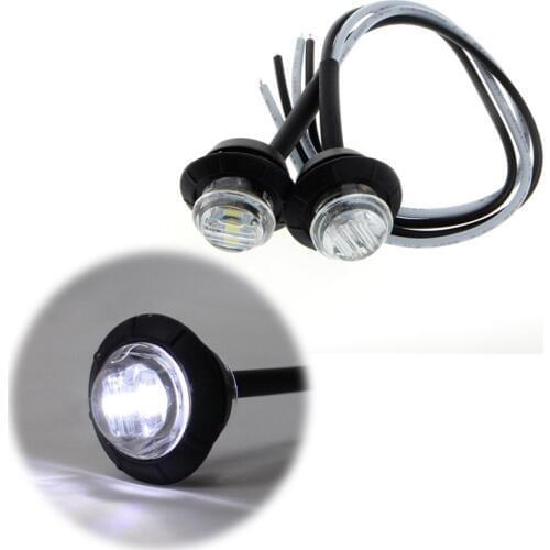 2X Mini White 3/4" Round Side 3 LED Marker Trailer Car Bullet Light Waterproof