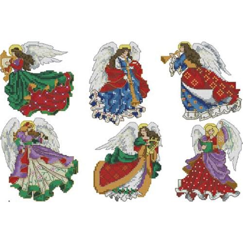 Top Quality Lovely Hot Sell Counted Cross Stitch Kit Christmas Tree Ornament Angels Angel 6 pieces Ornaments Dim 6253