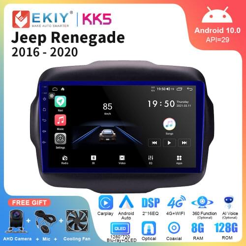 EKIY Car Radio Multimedia Player For Jeep Renegade 2016 2017 2018 GPS Navigation 4G WIFI LTE DSP All-in-One Android 10 Autoradio
