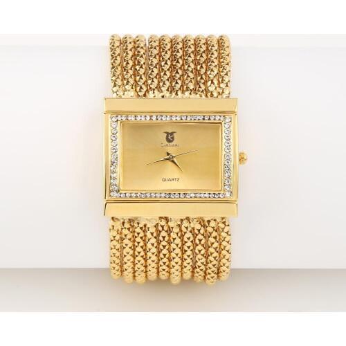 Women Watches Top luxury Golden Multi-layer Beads Analog Quartz Alloy Golden Band Bracelet Watch Clock reloj mujer Ladies Watch