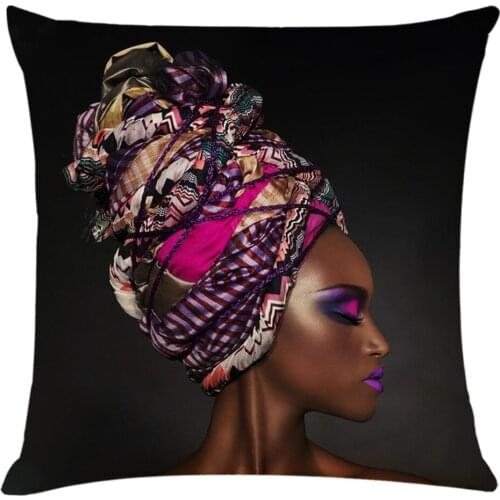 African Ethnic Woman Cushion Cover African Girl Decorative Sofa Pillow Case Linen Color Cloth Home Decor Throw Pillowcase