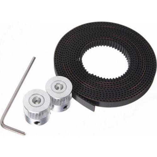 DuoWeiSi 3D Printer Parts 2 x GT2 Timing Pulleys + 2M GT2 Timing Belt for RepRap Prusa Mendel