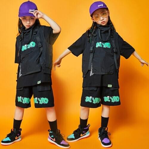 Childrens Trend Handsome Boys Jazz Dance Costume Hip-Hop Costumes Girls Catwalk Vest Shorts Street Dance Clothing Tide DL6318