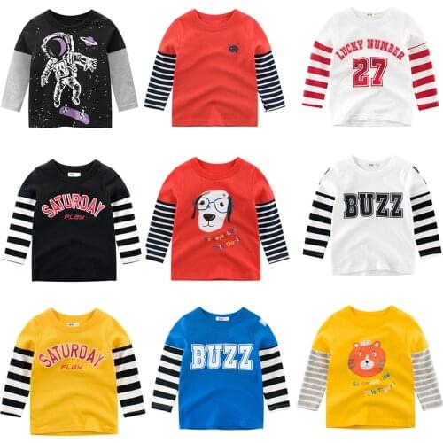 Boys & Girls T-shirt Long Sleeve 100% cotton Baby Dinosaur sport T shirt Costume 2020 New Autumn Childrens bottom shirt 2-8 Y