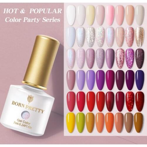 BORN PRETT 7ml Gel Nail Polish Purple Red Shining Glitter Soak Off UV Gel Polish Semi-Permanant Nail Art Gel Varnish