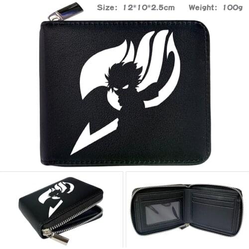 Anime Fairy Tail PU Wallet Print Short Cartoon Zipper Coin Pocket Note Compartment Card Photo Holder Boys Girls Purse