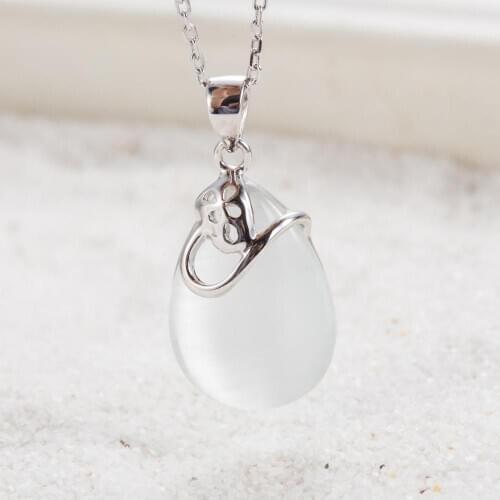 Fashion Opal Pendant 100% Solid 925 Sterling Silver Pendant With White Opal Stone