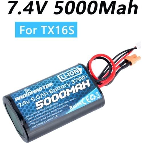 RadioMaster 2S 7.4V 5000mah 37wh Lipo Battery TX16S TRemote Control Transmitter JST-XH and XT30 Plug Large Endurance