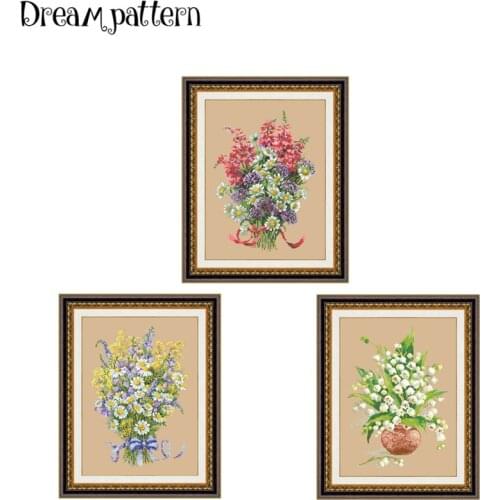 Summer daisies flowers cross stitch package 14ct 11ct linen flaxen cloth cotton thread embroidery DIY handmade needlework